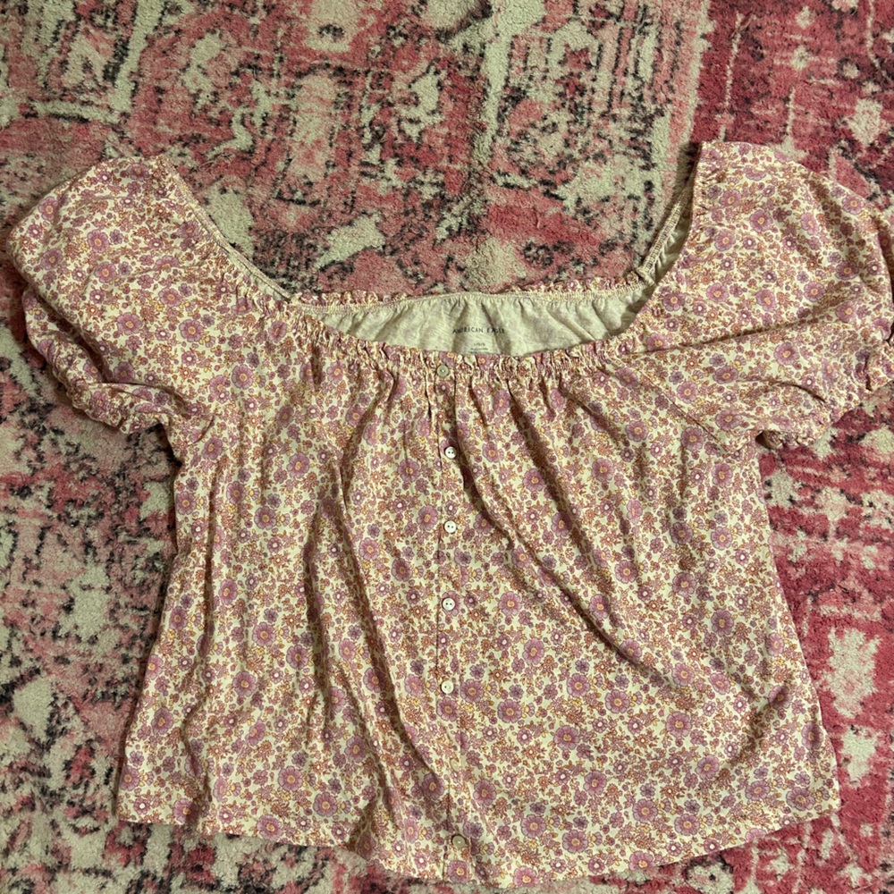 AE pink flower babydoll top